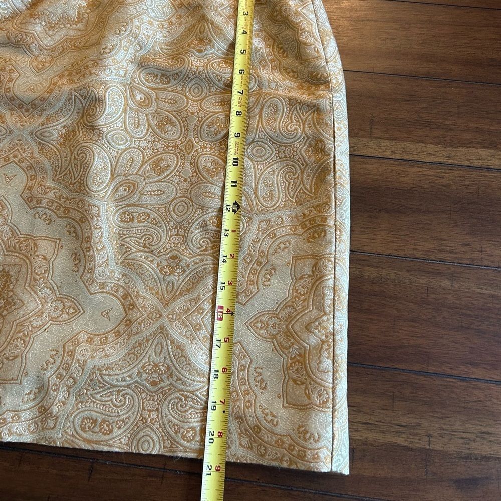 Tommy Bahama Gold Paisley 100% Silk Lined Pencil Skirt Size 6 - Picture 6 of 10
